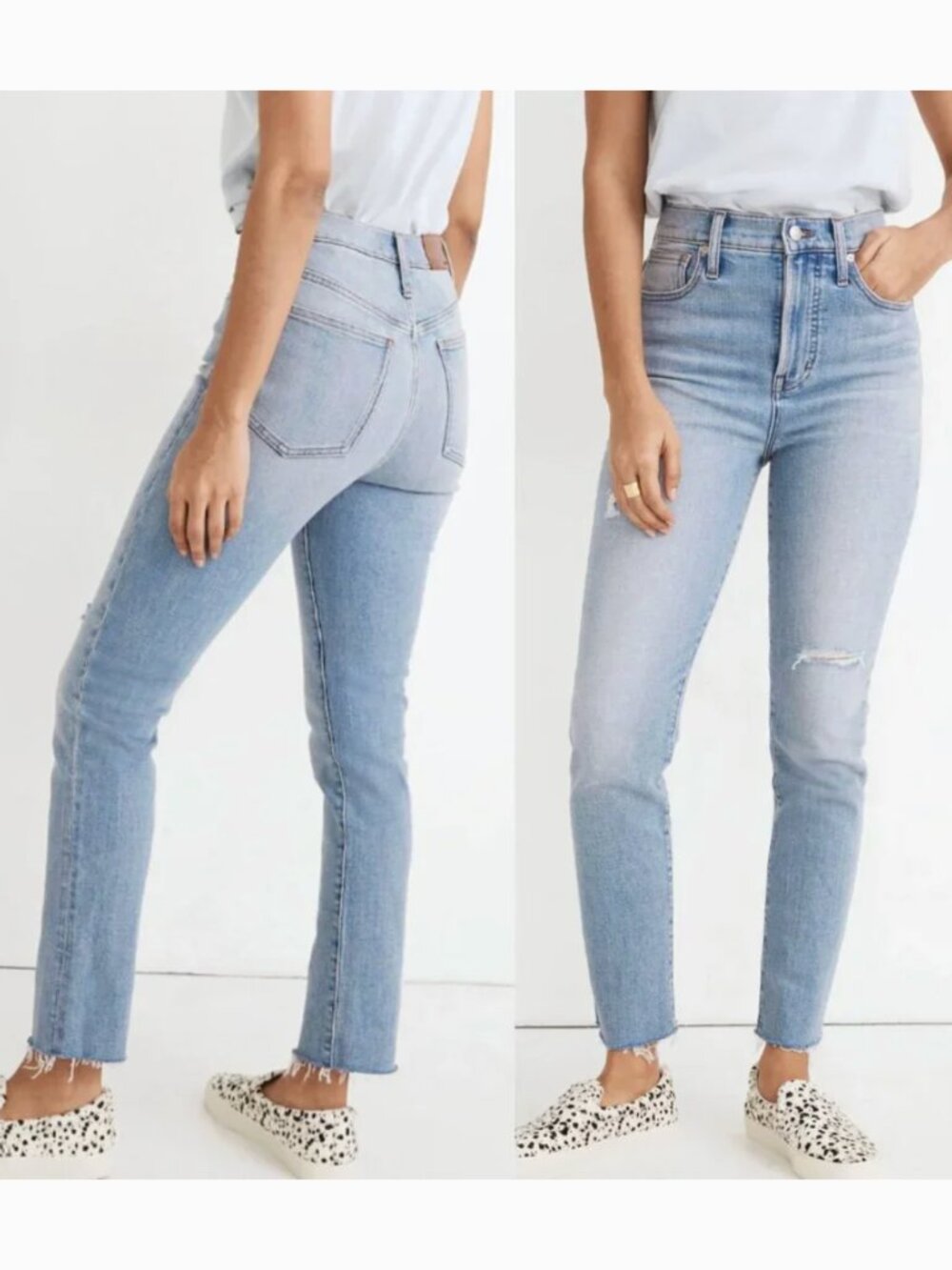MADEWELL PETITE Perfect Vintage Jean Light Wash High Waisted Ripped Mom Jean 25P